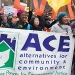people marching at an action
